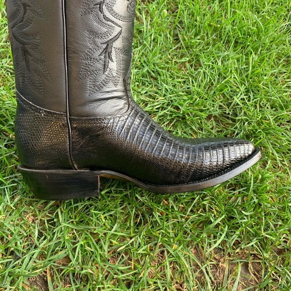 MENS WESTERN COWBOY BOOTS LIZARD PRINT LEATHER BLACK BOTA VAQUERA LAGARTO 099 - Picture 6 of 8